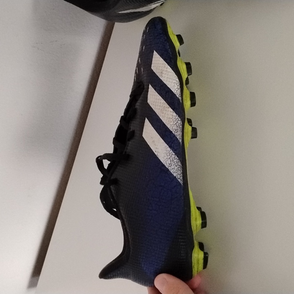 Adidas Black and Blue Cleats with White Stripes - Picture 3 of 8
